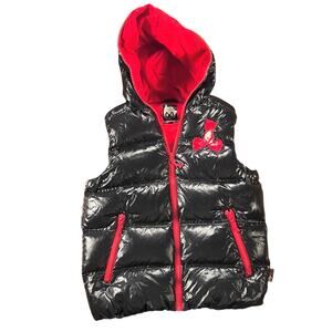 Astro Boy Mighty Atom Hooded Down Puffer Vest Black Red Y2K Anime Streetwear M